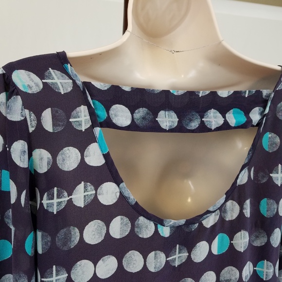 Anthropologie Moonphase silk blouse cutout blue S - Picture 3 of 8